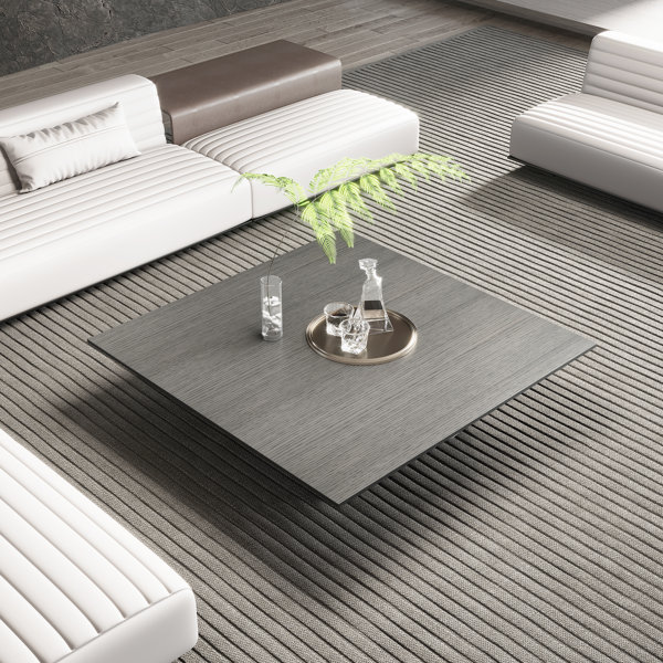 Latitude Run® Jecoa Modern Square Drum Coffee Table, Minimalist Wood